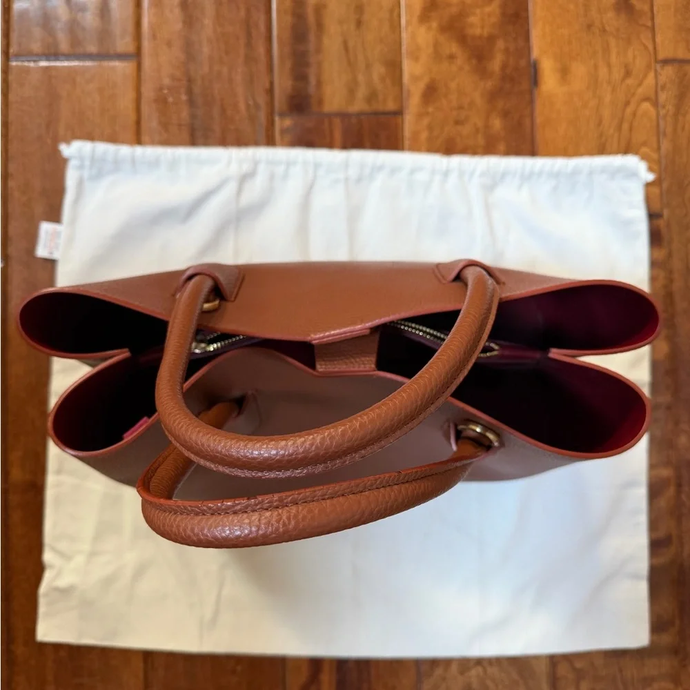 Angela Roi Cher Tote Bag Purse Brown Vegan Leather Plus Strap, Dust Bag & Tassel